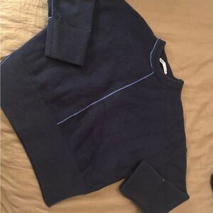 Zara Blue Wool Sweater with Contrast Detail